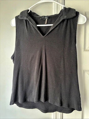 1.STATE Ribbed V-Neck Tunic in Black Size XL Like New
